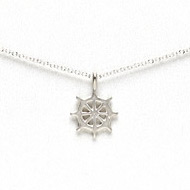 captain of your ship reminder necklace with sterling silver ship wheel