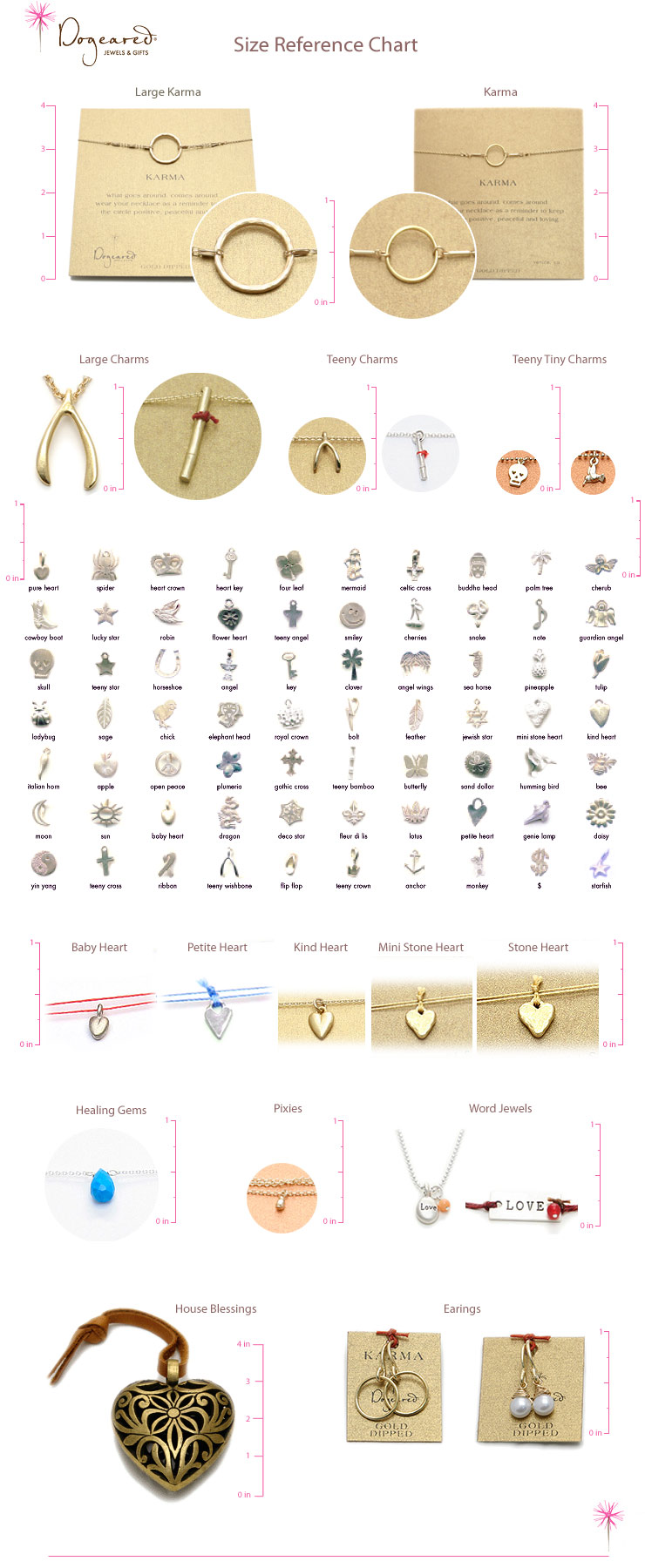 Dogeared Size Chart.