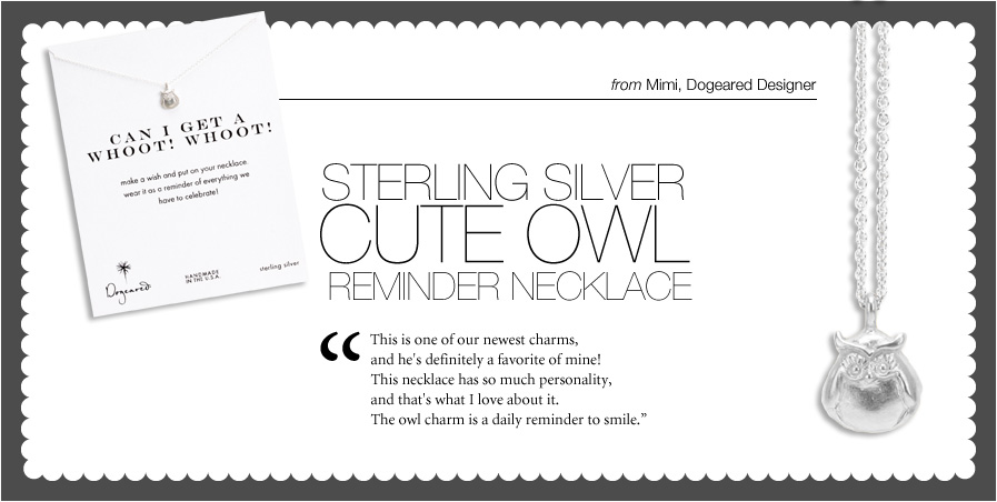 mimi's pick- sterling silver cute owl reminder.
