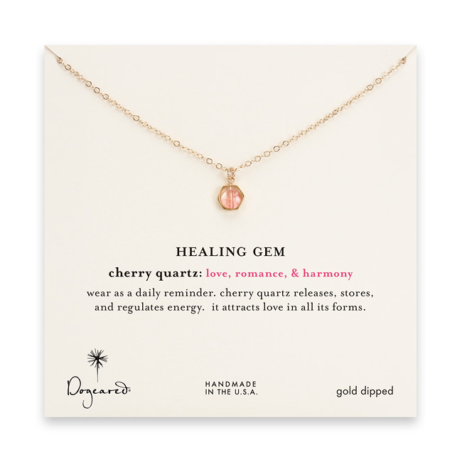 5mm cherry quartz hexagon healing gem gold dipped necklace - 18 inches 5mm cherry quartz hexagon healing gem gold dipped necklace - 18 inches