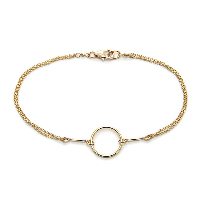 7 inch double strand gold dipped karma bracelet with 1/2 inch karma circle