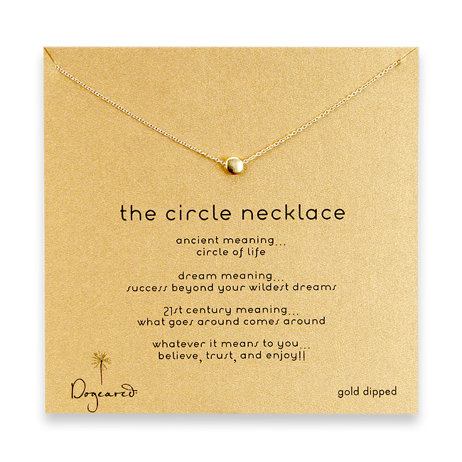 16 inches gold dipped necklace with 5 mm matte circle charm 16 inches gold dipped necklace with 5 mm matte circle charm