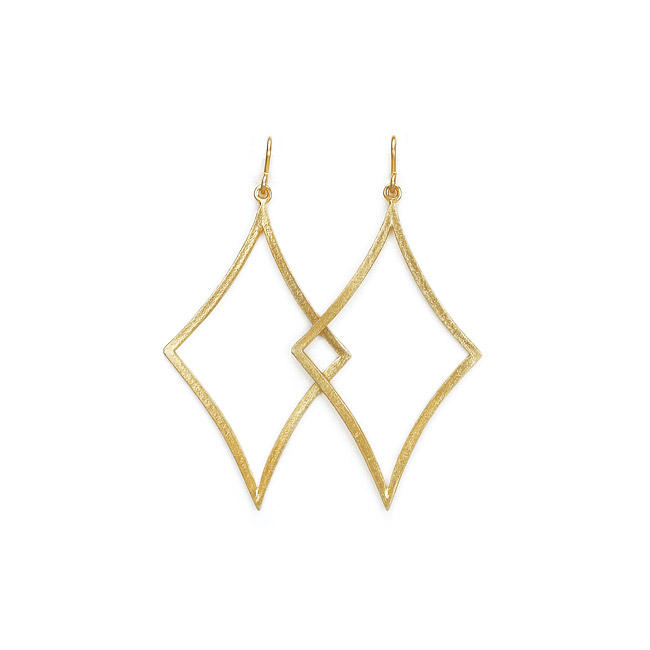 2.5 x 1.5 inch open diamond shape gold dipped hoops earrings 2.5 x 1.5 inch open diamond shape gold dipped hoops earrings