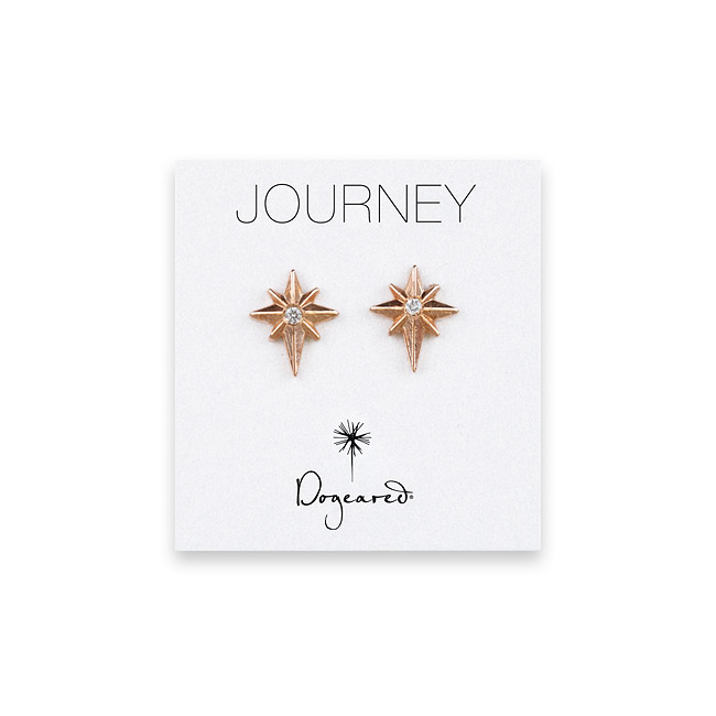 journey 1.5mm faceted diamond 9mm rose gold dipped stud earrings
