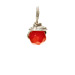 red coral round gem, sterling silver