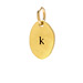 "K" charm, gold dipped