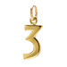 number "3" charm, gold dipped