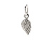 single angel wing charm, sterling silver