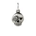 flower skull charm, sterling silver