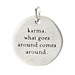 "karma"" charm, sterling silver