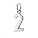 number "2" charm, sterling silver