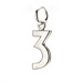 number "3" charm, sterling silver