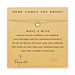 here comes the bride make a wish necklace with gold dipped lotus flower on creme