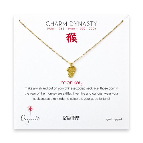 year of the monkey charm necklace, gold dipped