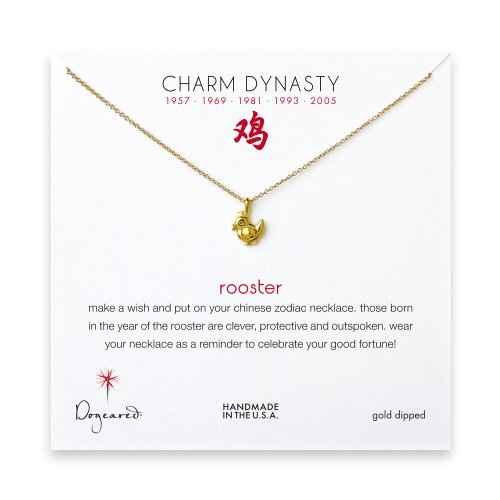 year of the rooster charm necklace, gold dipped