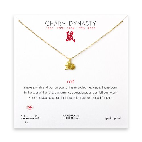 year of the rat charm necklace, gold dipped