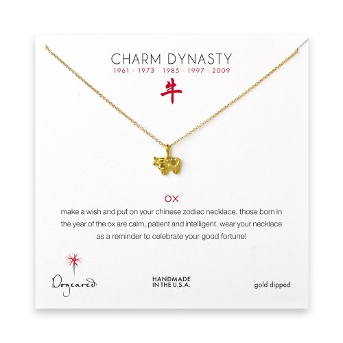 year of the ox charm necklace, gold dipped