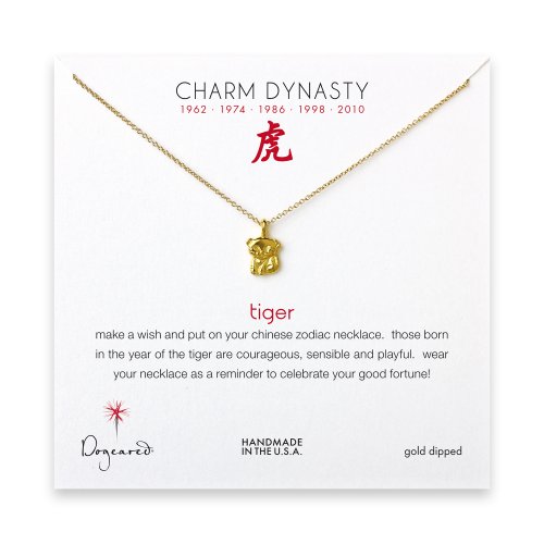 year of the tiger charm necklace, gold dipped