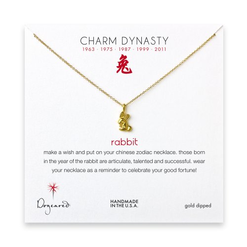 year of the rabbit charm necklace, gold dipped