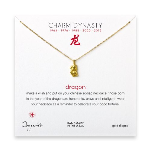 year of the dragon charm necklace, gold dipped
