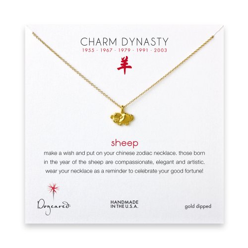 year of the sheep charm necklace, gold dipped