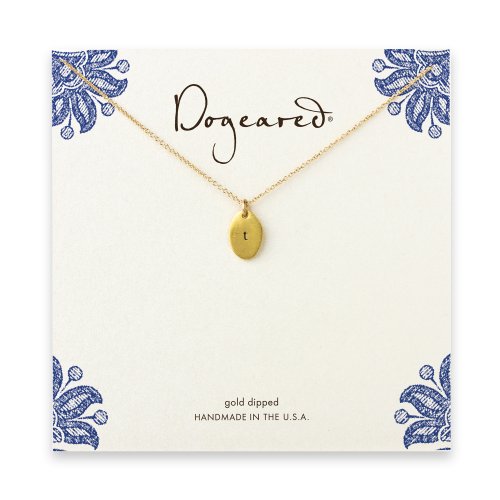 dogeared gold dipped initial necklace - letter t