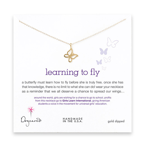 learning to fly gold dipped necklace with sweet butterfly