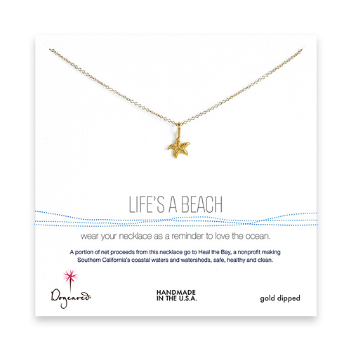 life's a beach gold dipped necklace with starfish - 18 inches