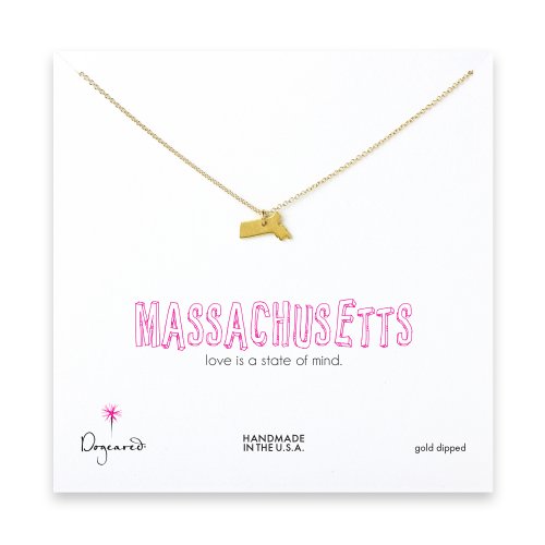 massachusetts necklace, gold dipped