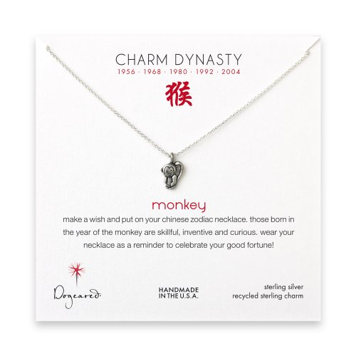 year of the monkey charm necklace, sterling silver