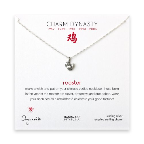 year of the rooster charm necklace, sterling silver