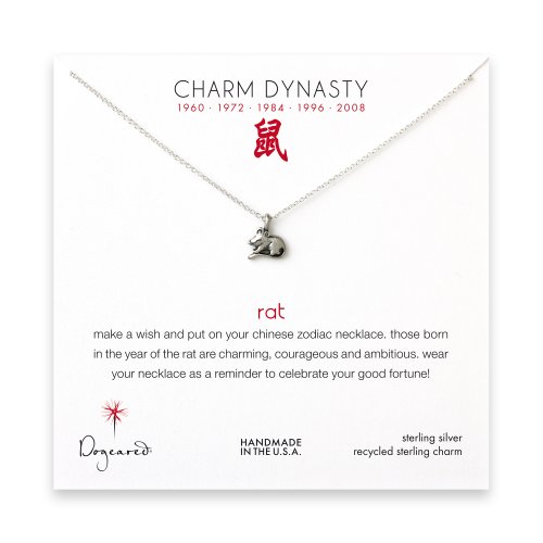 year of the rat charm necklace, sterling silver