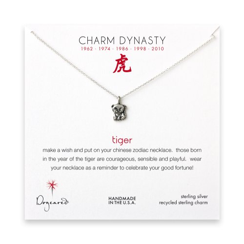 year of the tiger charm necklace, sterling silver