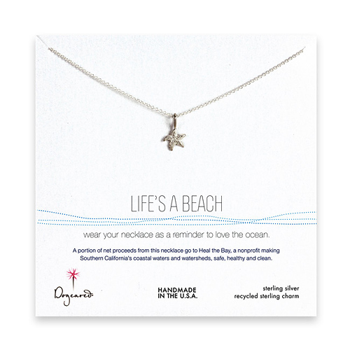 life's a beach sterling silver necklace with starfish - 18 inches