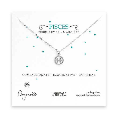 pisces zodiac sterling silver necklace