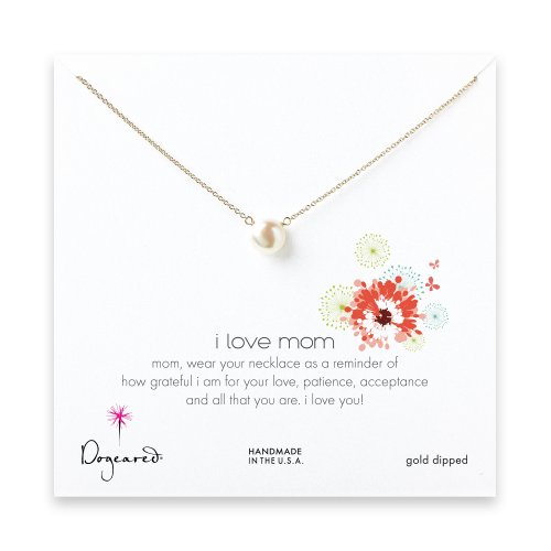 I love mom pearl necklace, gold dipped