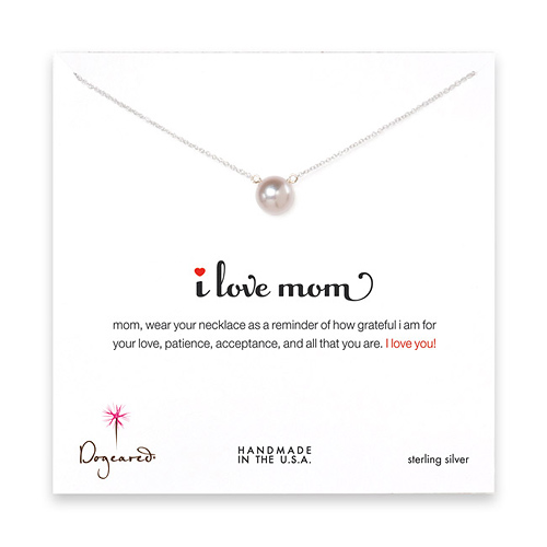 i love mom sterling silver necklace with large white pearl