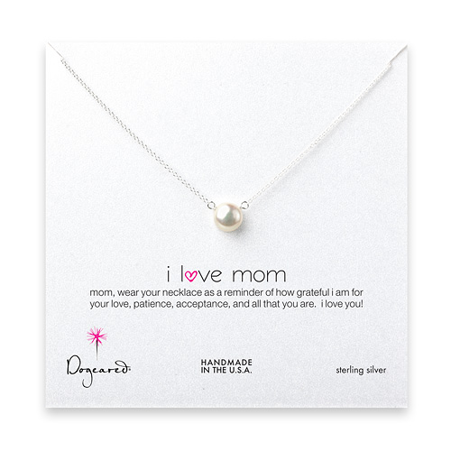 I love mom large white pearl necklace, sterling silver