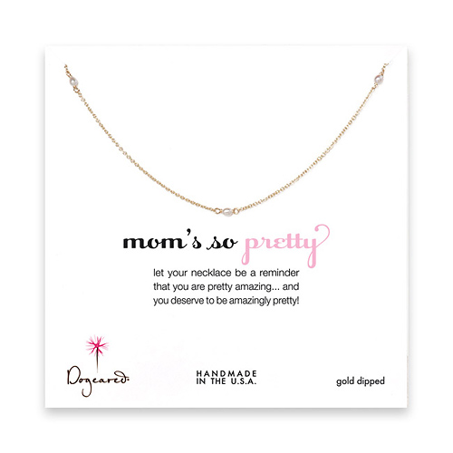 mom's so pretty gold dipped small white three pearl necklace - 24 inch