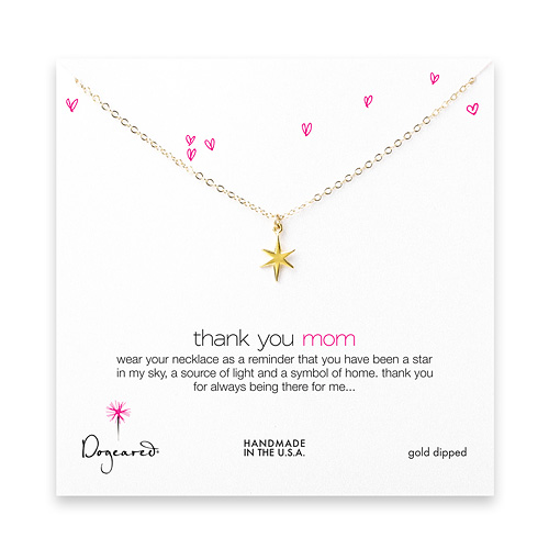 thank you mom necklace, gold dipped