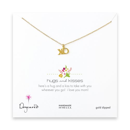 hugs and kisses necklace, gold dipped
