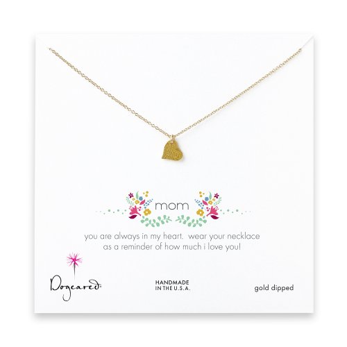 mom sparkle heart necklace, gold dipped