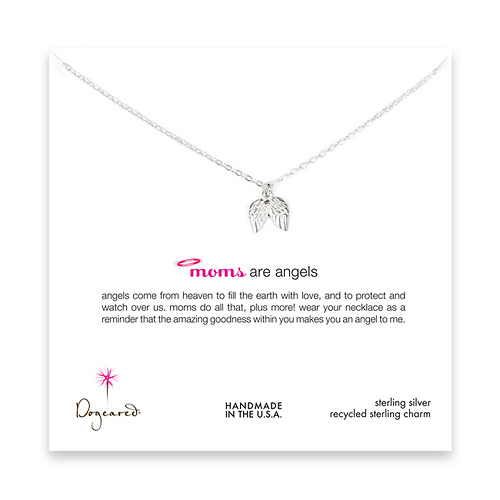moms are angels sterling silver necklace with angel wings