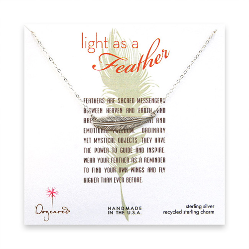 light as a feather medium sterling silver sideways feather necklace