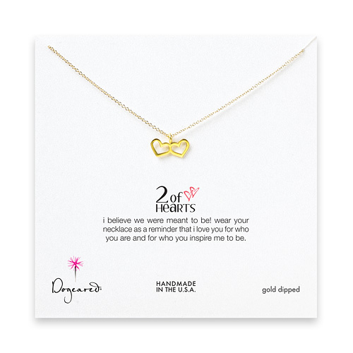 2 of hearts gold dipped necklace