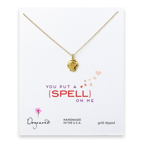 love collection flower skull necklace, gold dipped