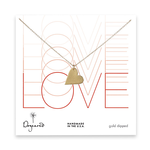 gold dipped love sideways large heart necklace - 24 inch