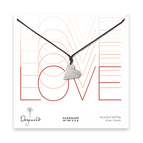 sterling silver love large sideways heart necklace with black waxed cotton