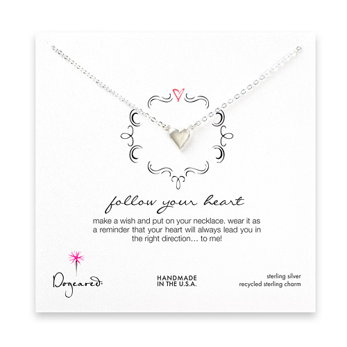 follow your heart sterling silver necklace