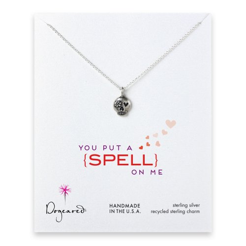 love collection flower skull necklace, sterling silver